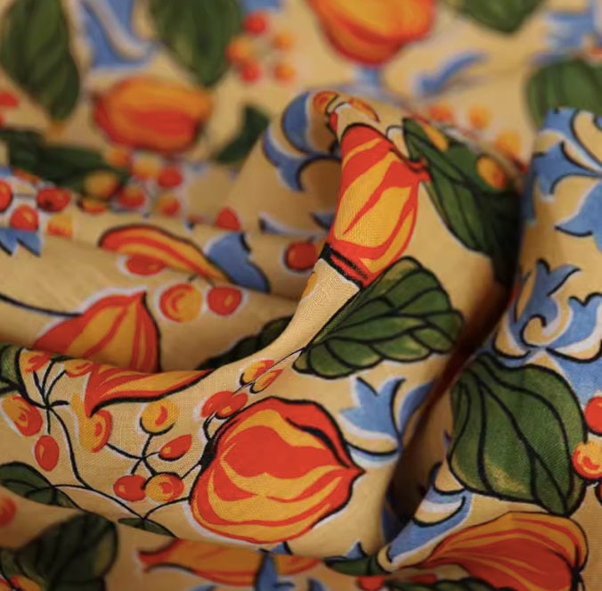 PERSIMMONS CAPRI LINEN print fabric image