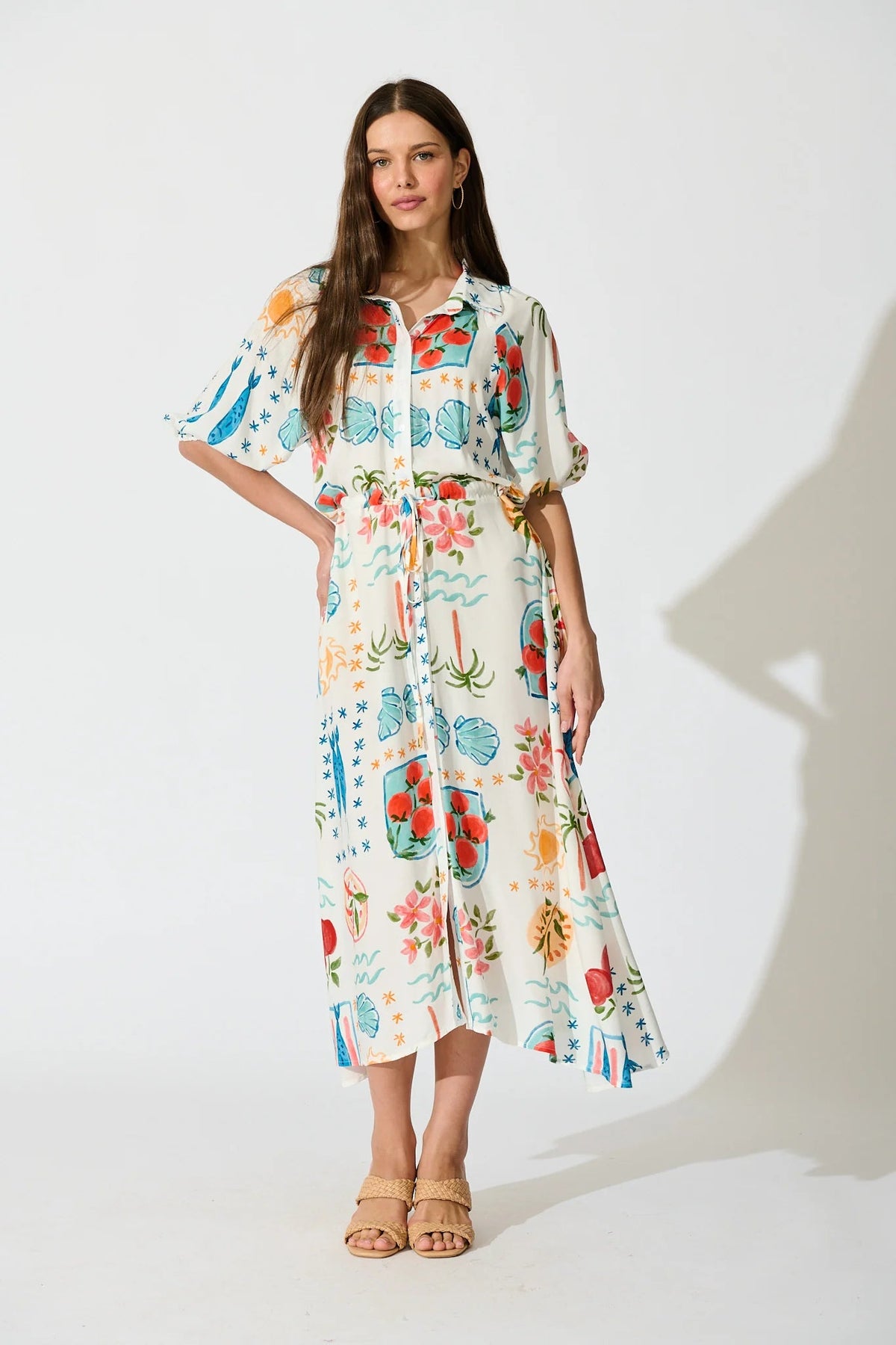 Mediterranean Summer Seaside Viscose Print - Isla Botanica image 1