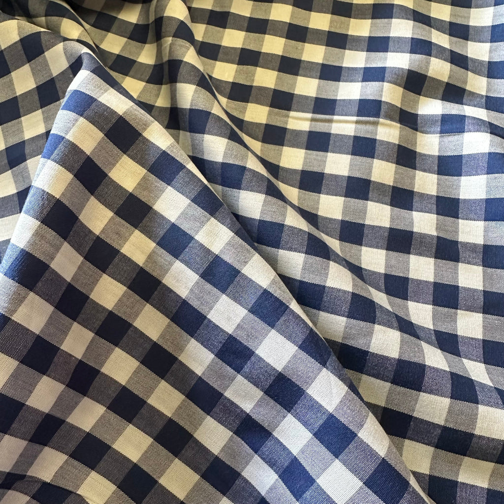 Lyocell Viscose gingham - Navy Blue
