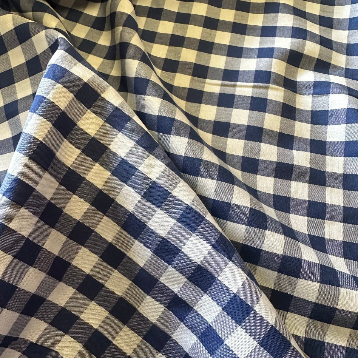 Lyocell Viscose gingham - Navy Blue