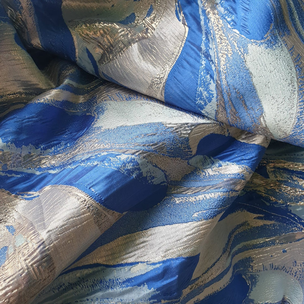 Blue comet brocade jacquard fabric image 1