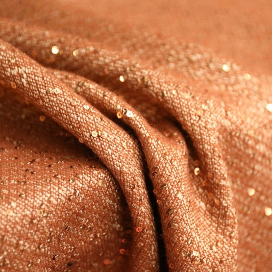 Broadway doubel sided gold sequins wool mix fabric image 0