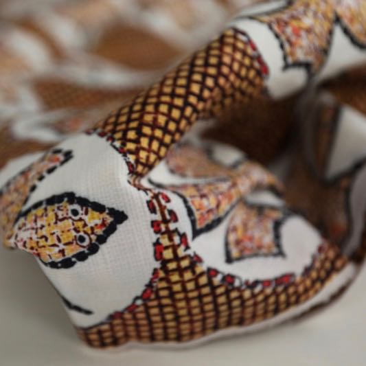 Mosaic bird - heavy weight stretchy linen fabric image 4