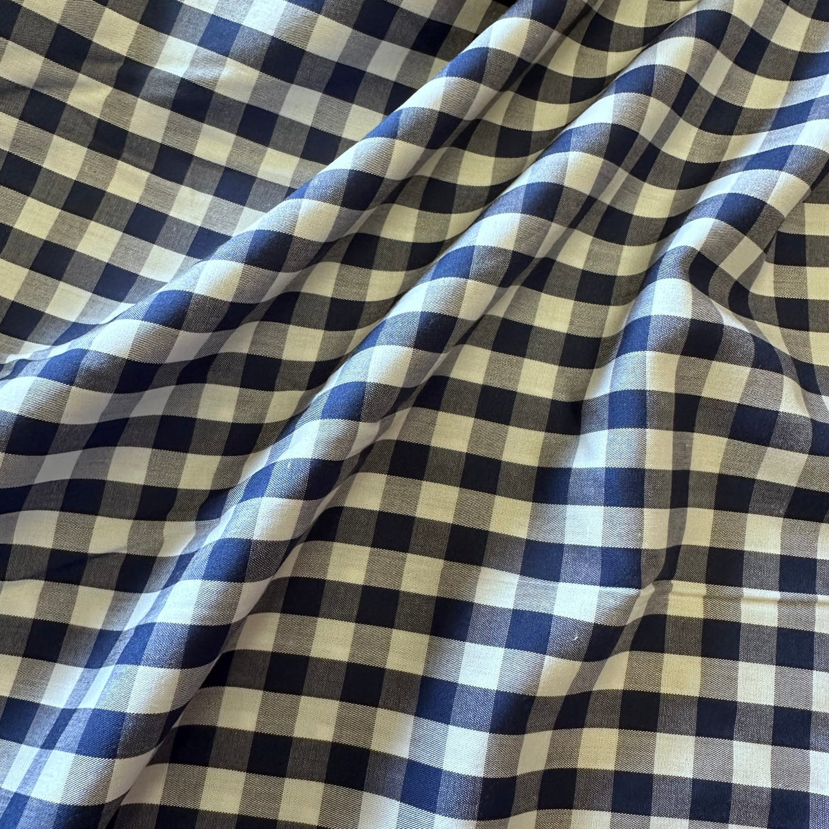 Lyocell Viscose gingham - Navy Blue