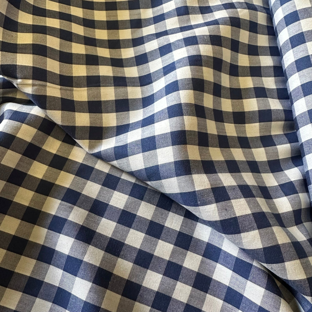 Lyocell Viscose gingham - Navy Blue