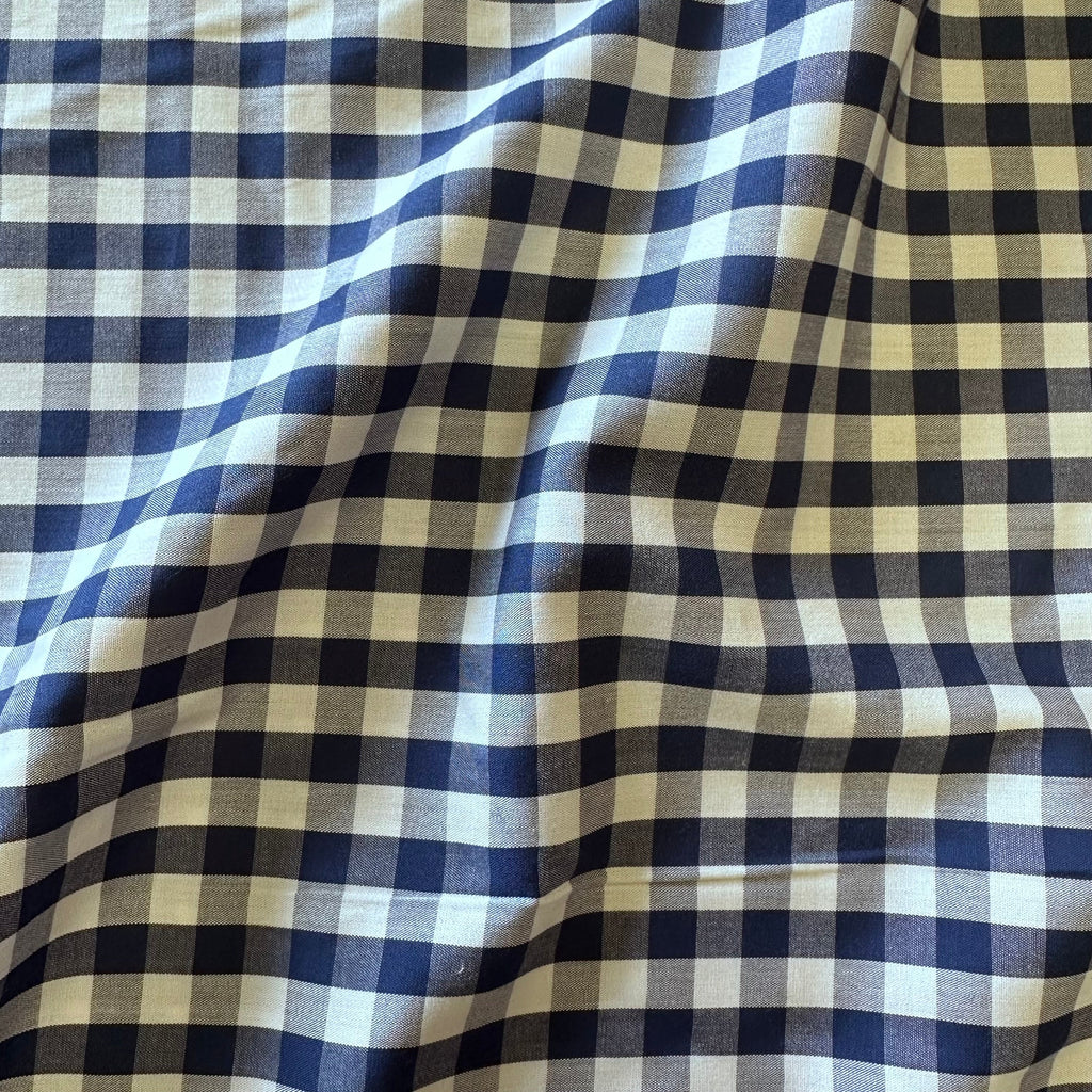 Lyocell Viscose gingham - Navy Blue