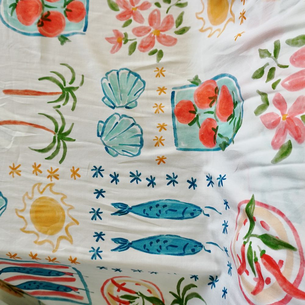 Mediterranean Summer Seaside Viscose Print - Isla Botanica - Sample image