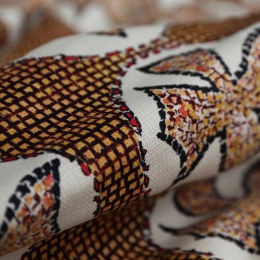 Mosaic bird - heavy weight stretchy linen fabric image 1