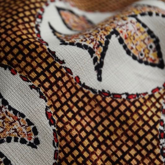 Mosaic bird - heavy weight stretchy linen fabric image 2