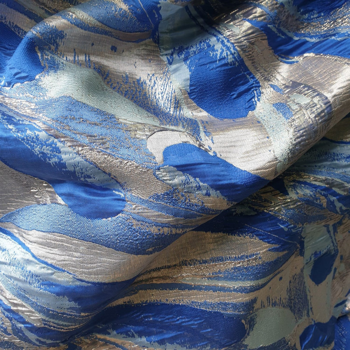 Blue comet brocade jacquard fabric image 0