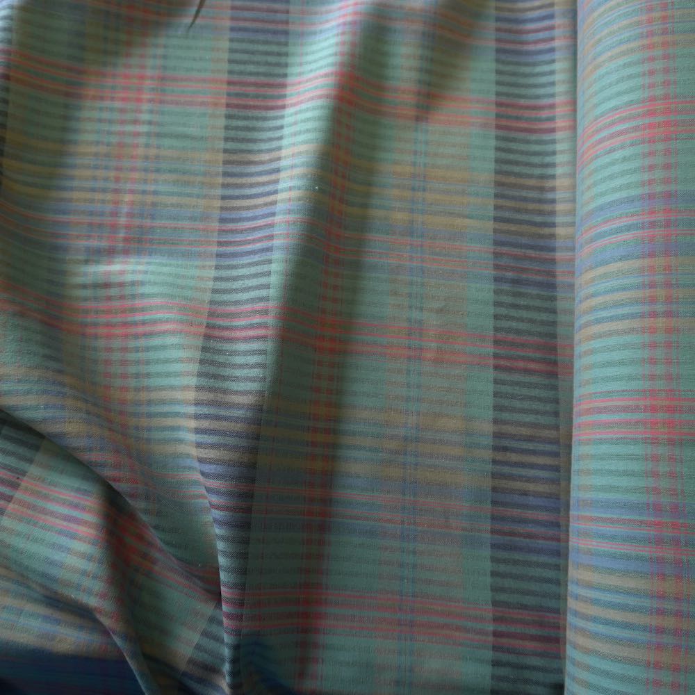 Green Aqua Check Stripe - Yarn Dyed Cotton