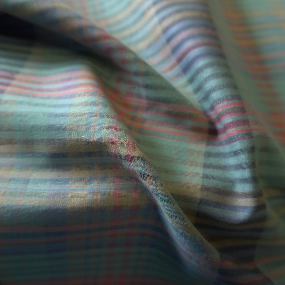 Green Aqua Check Stripe - Yarn Dyed Cotton
