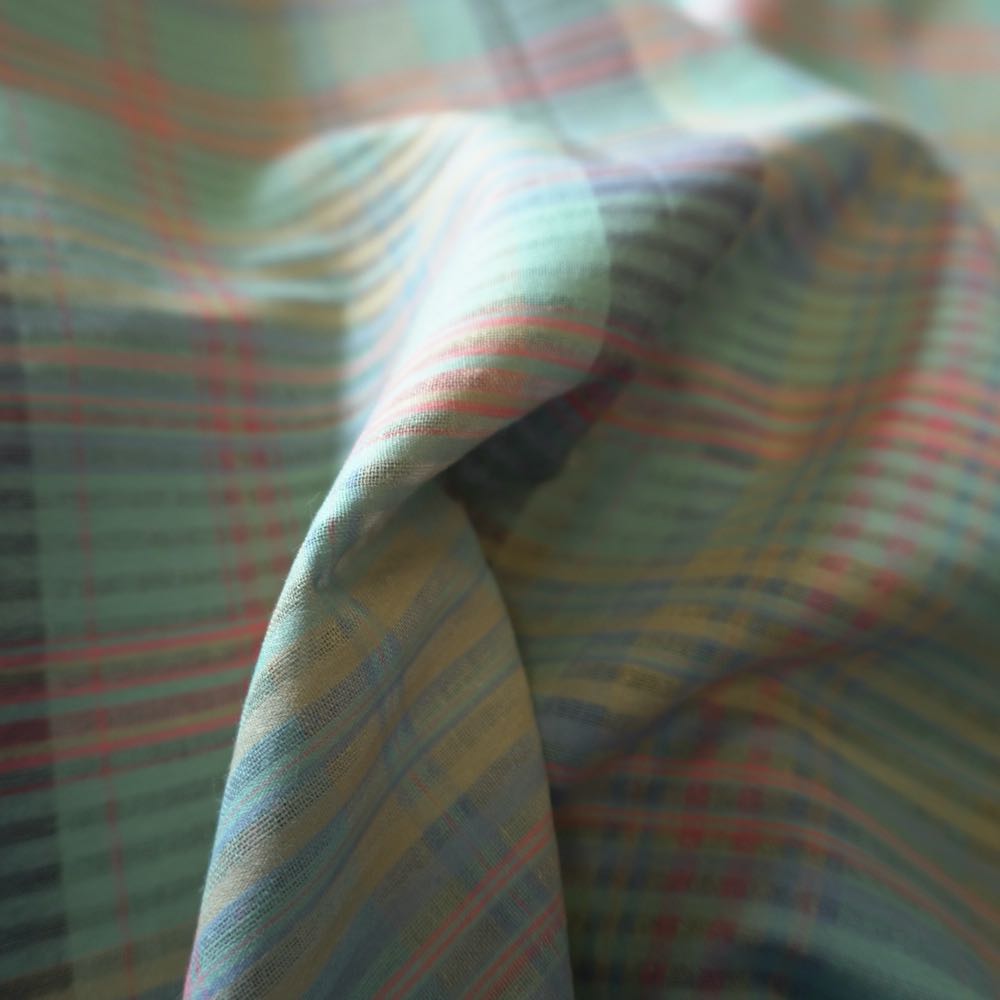 Green Aqua Check Stripe - Yarn Dyed Cotton