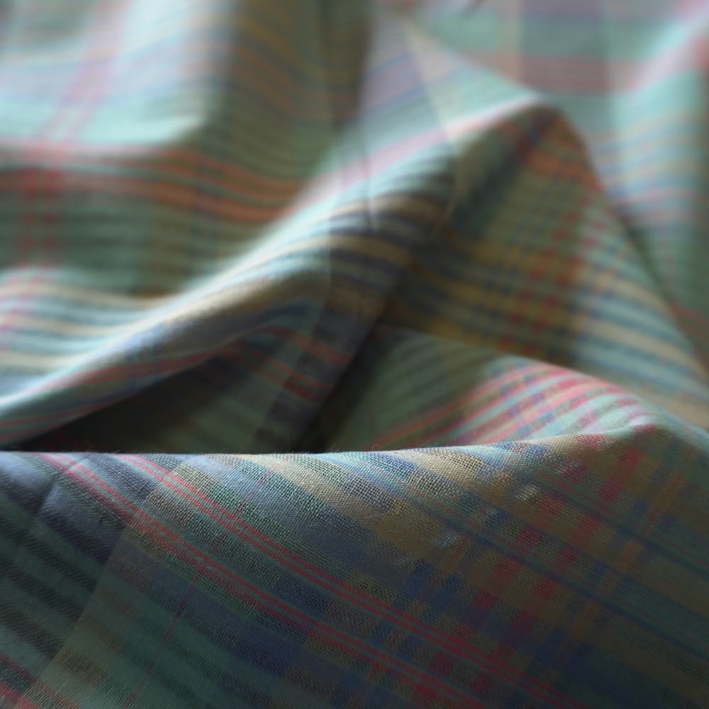 Green Aqua Check Stripe - Yarn Dyed Cotton