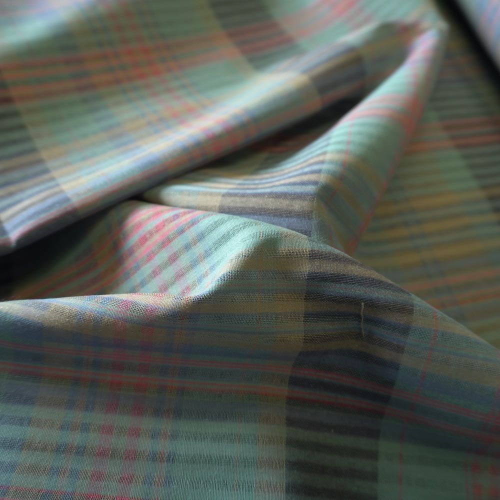 Green Aqua Check Stripe - Yarn Dyed Cotton