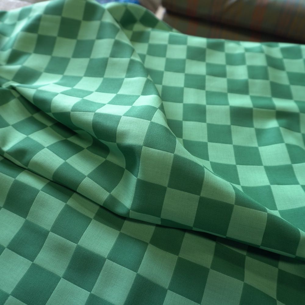 Green Soft Checkerboard Cotton Double Gauze – 3cm