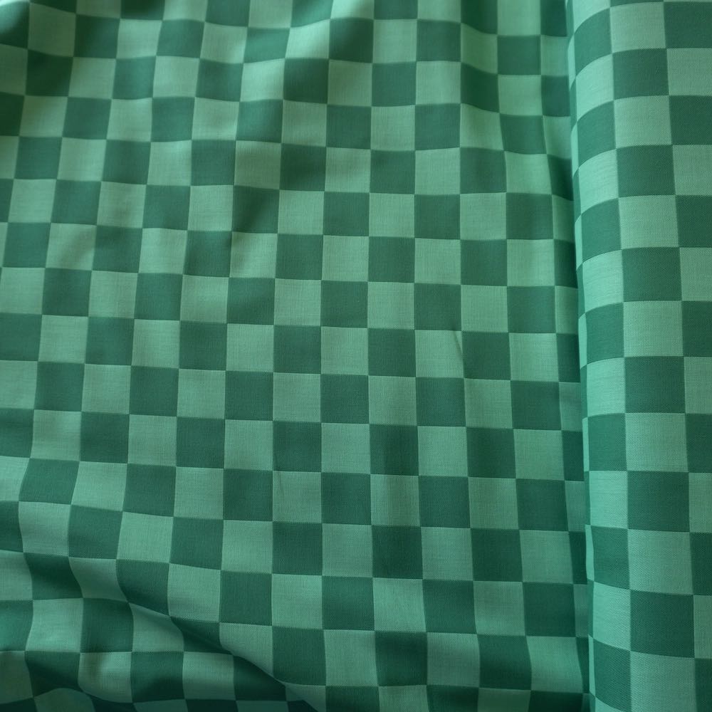 Green Soft Checkerboard Cotton Double Gauze – 3cm