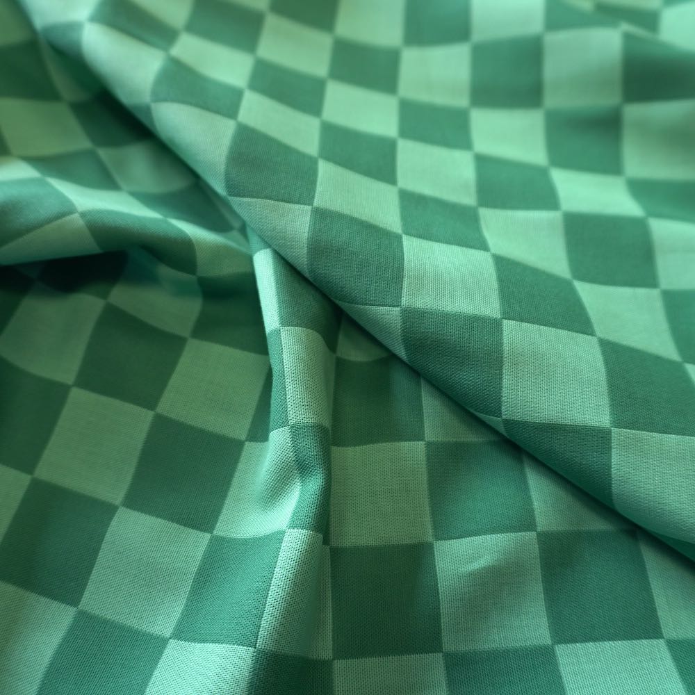 Green Soft Checkerboard Cotton Double Gauze – 3cm