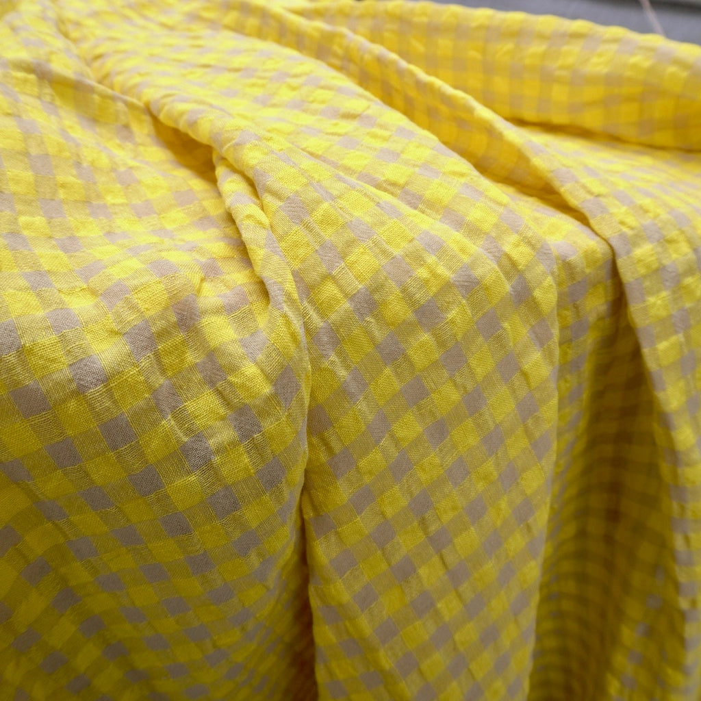 Yarn dyed Linen crinkled gingham – Yellow