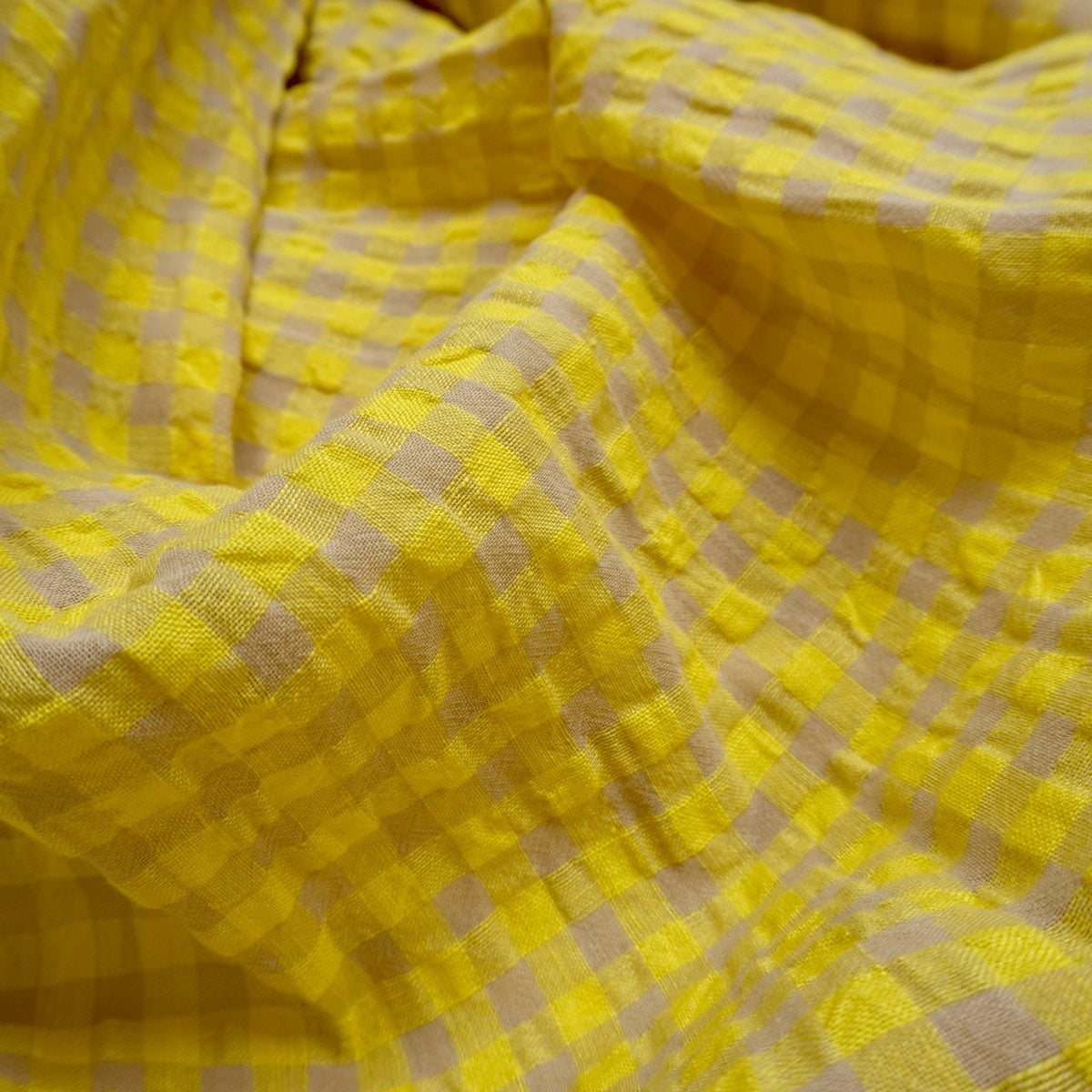 Yarn dyed Linen crinkled gingham – Yellow