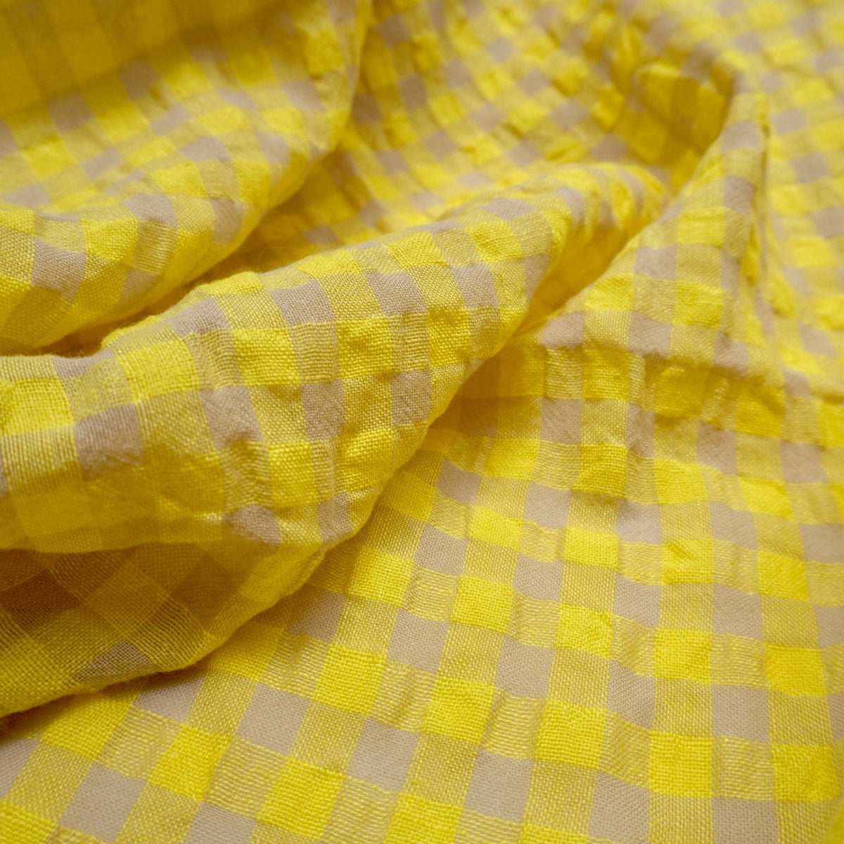 Yarn dyed Linen crinkled gingham – Yellow
