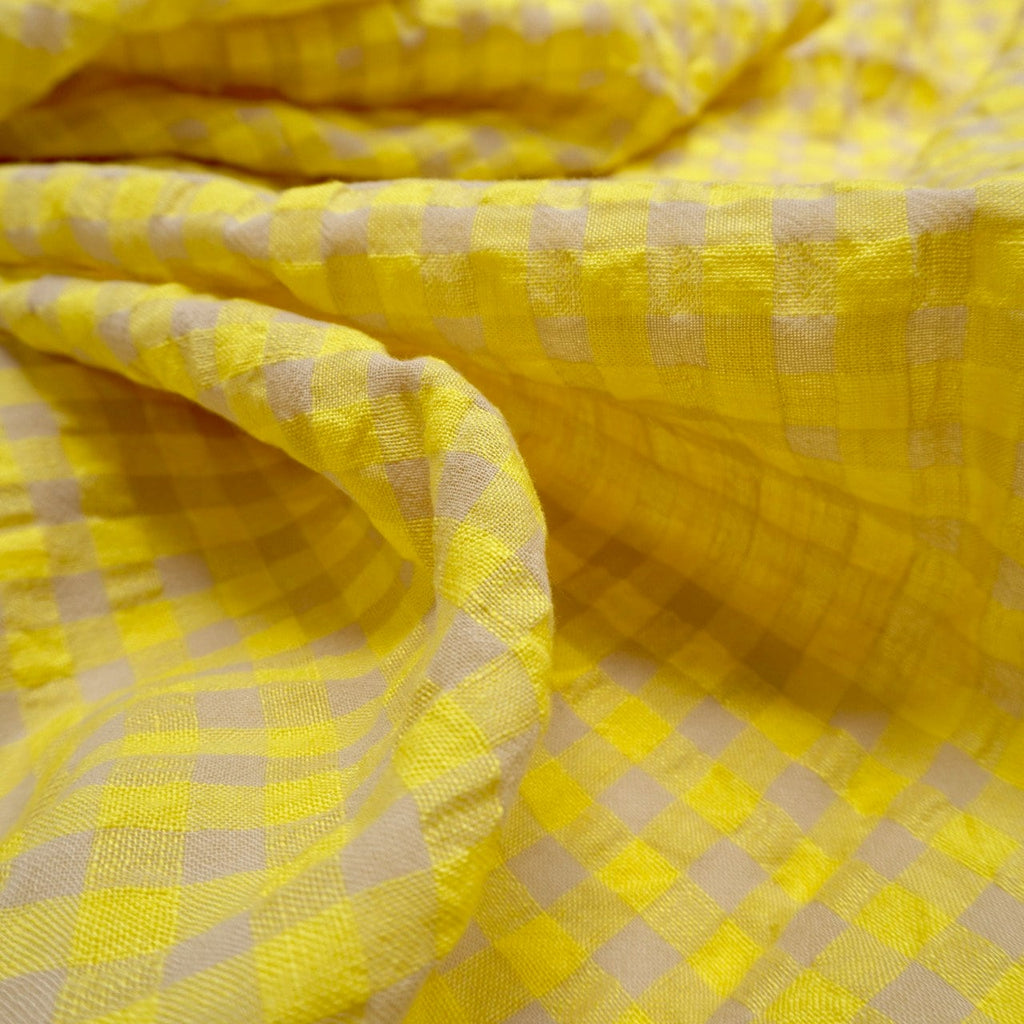 Yarn dyed Linen crinkled gingham – Yellow