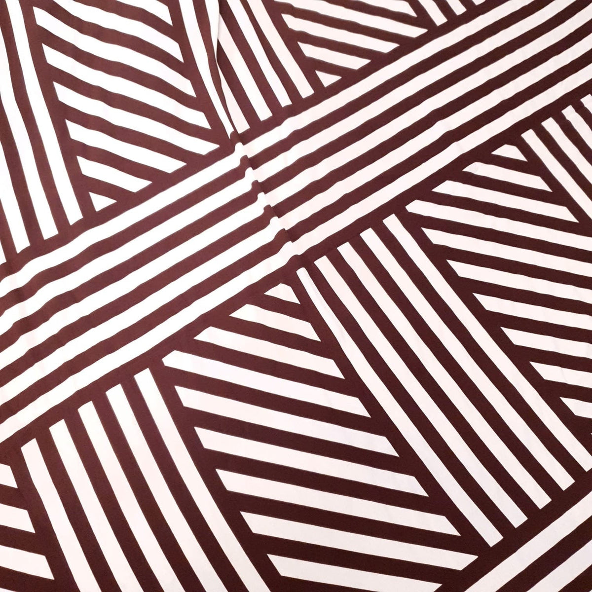 Chocolate and Cream Geometric Lyocell Blend Crepe