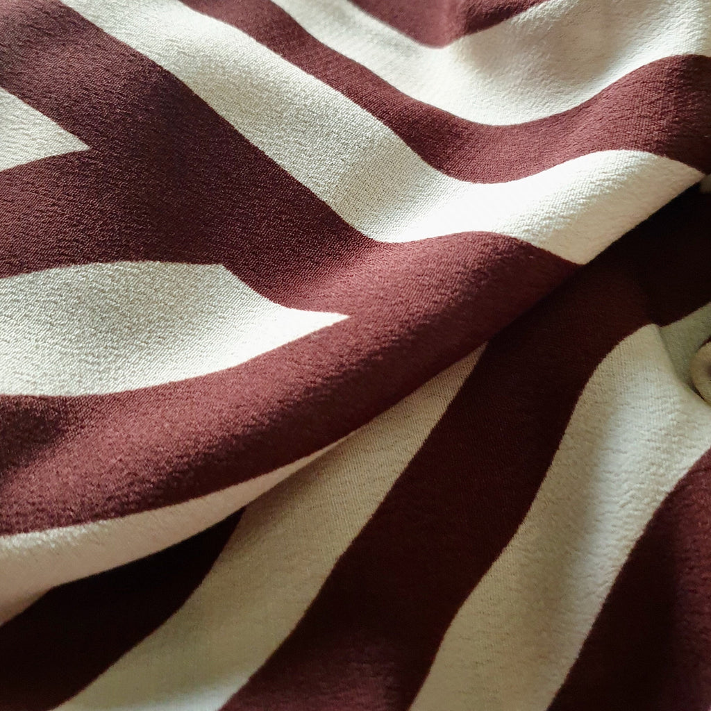 Chocolate and Cream Geometric Lyocell Blend Crepe