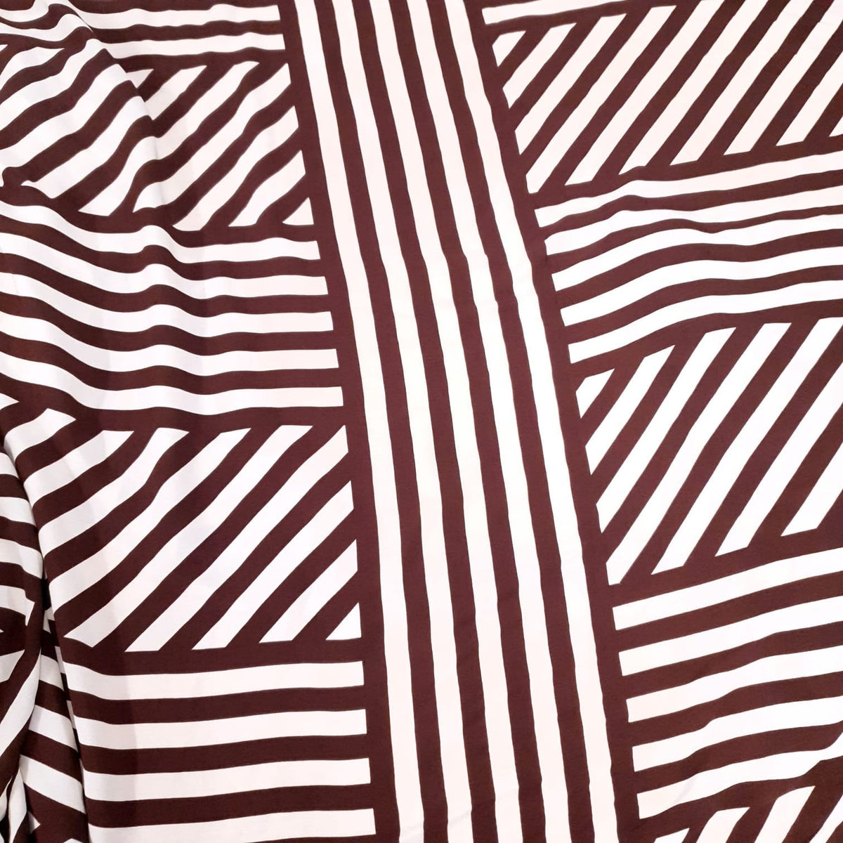 Chocolate and Cream Geometric Lyocell Blend Crepe