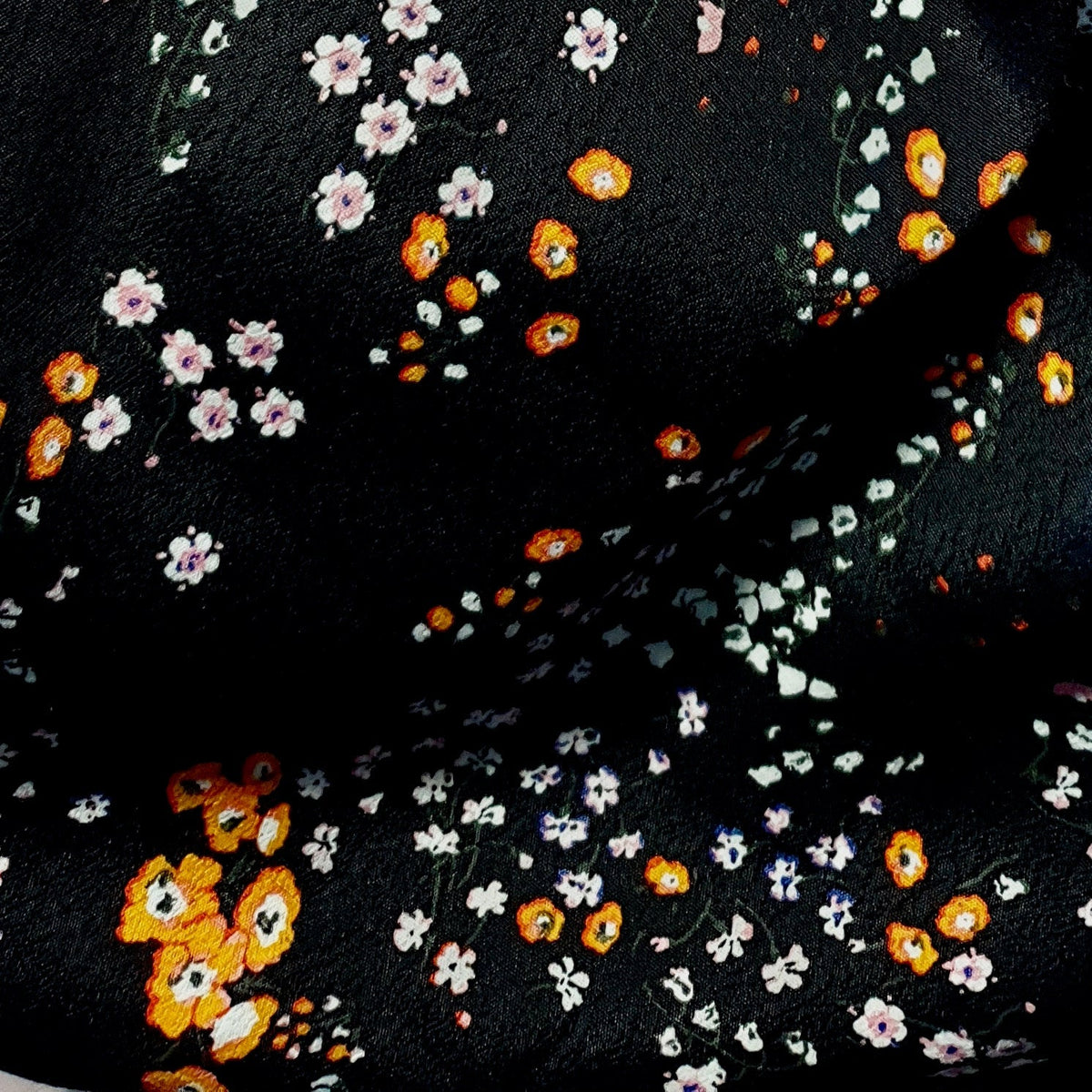 Black Ditsy Floral Lyocell Blend Crepe - Voltaire