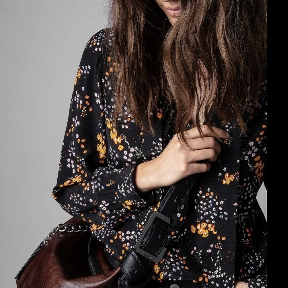 Black Ditsy Floral Lyocell Blend Crepe - Voltaire