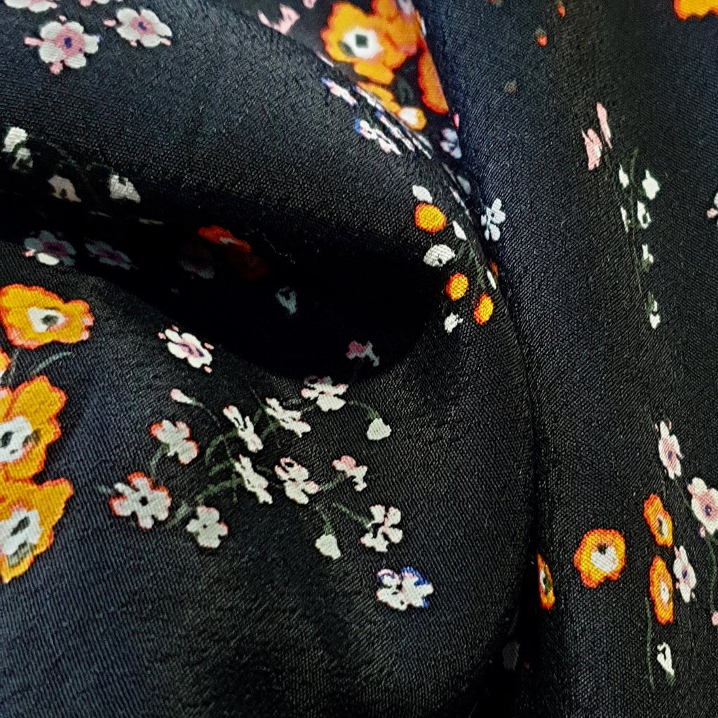 Black Ditsy Floral Lyocell Blend Crepe - Voltaire