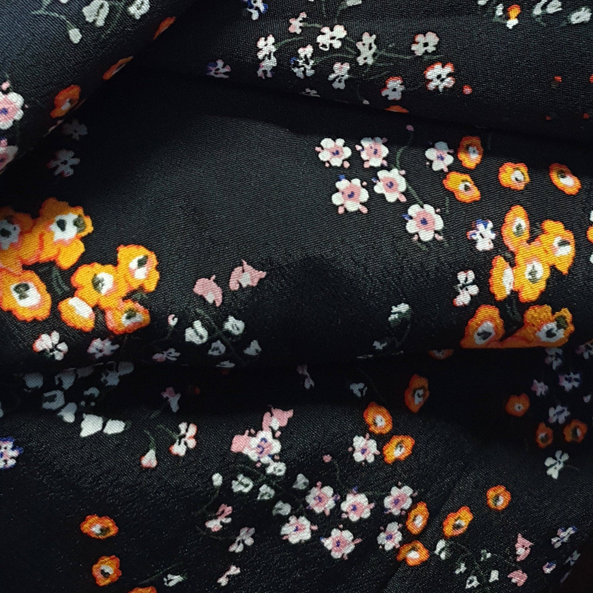 Black Ditsy Floral Lyocell Blend Crepe - Voltaire