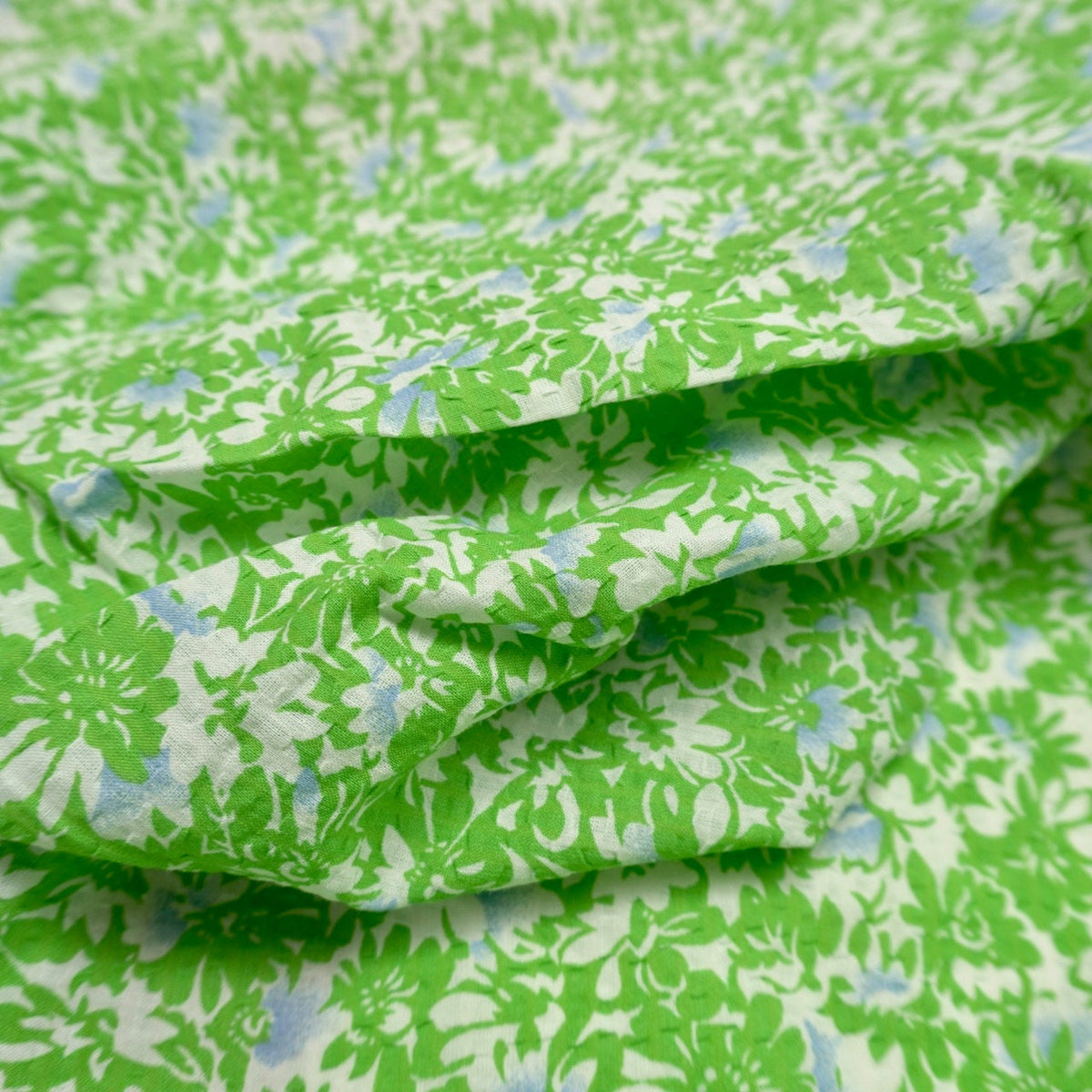 Green lush cotton seersucker