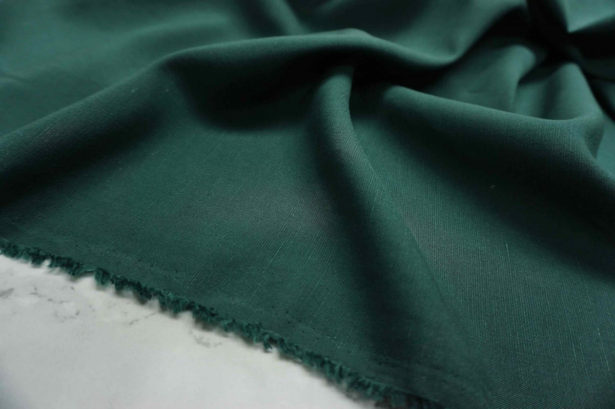 Sanded Lyocell linen fabric - dark emerald