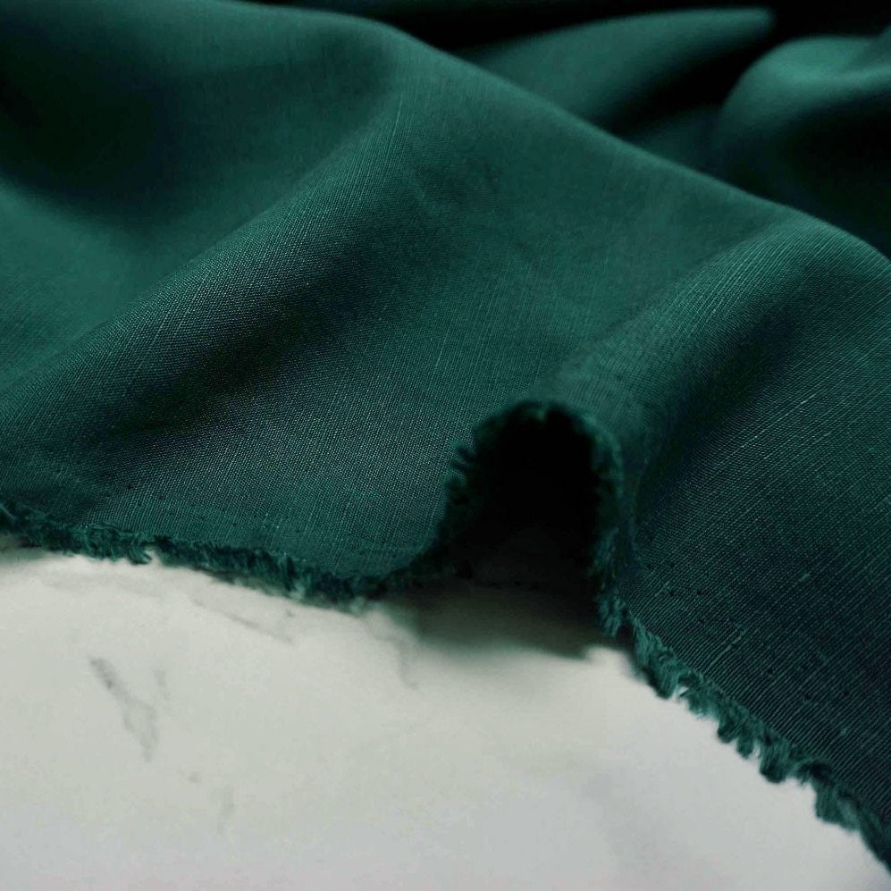 Sanded Lyocell linen fabric - dark emerald