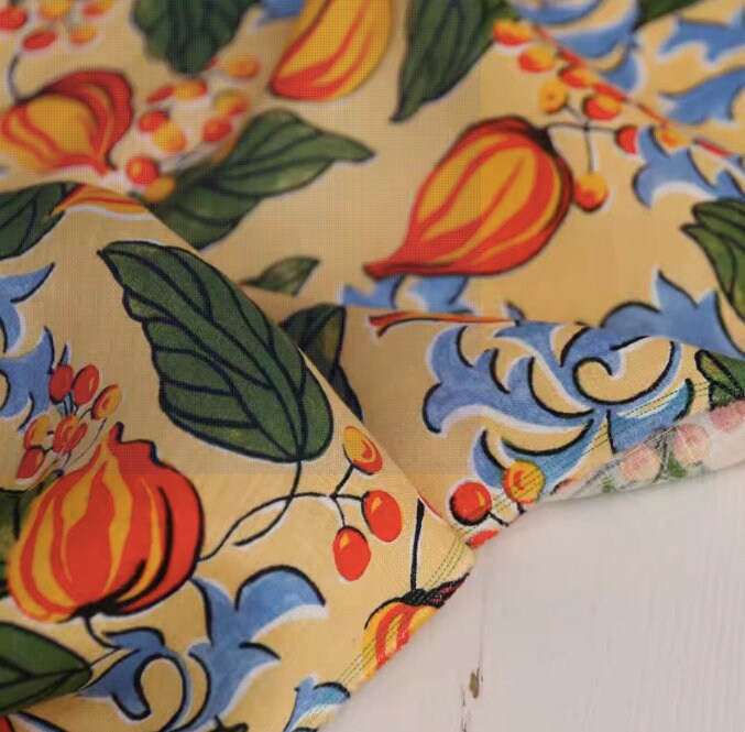 PERSIMMONS CAPRI LINEN print fabric