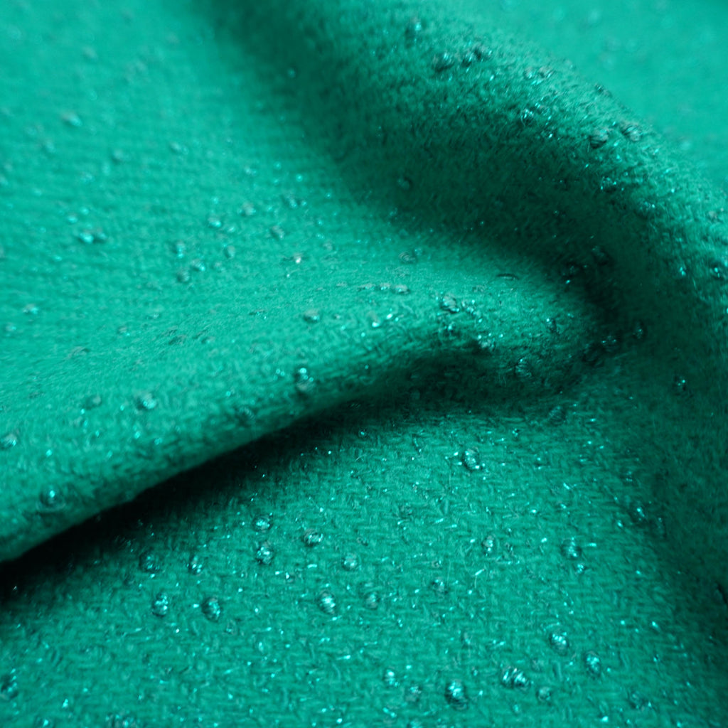 Wicked Green Gem Cashmere Wool Mix Jacquard Fabric