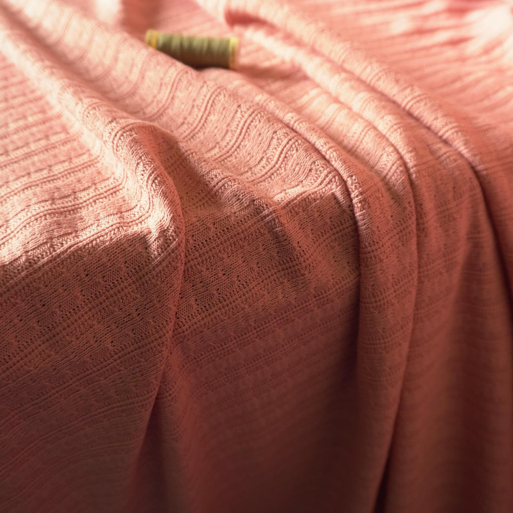 Knitted jacquard cotton fabric – coral