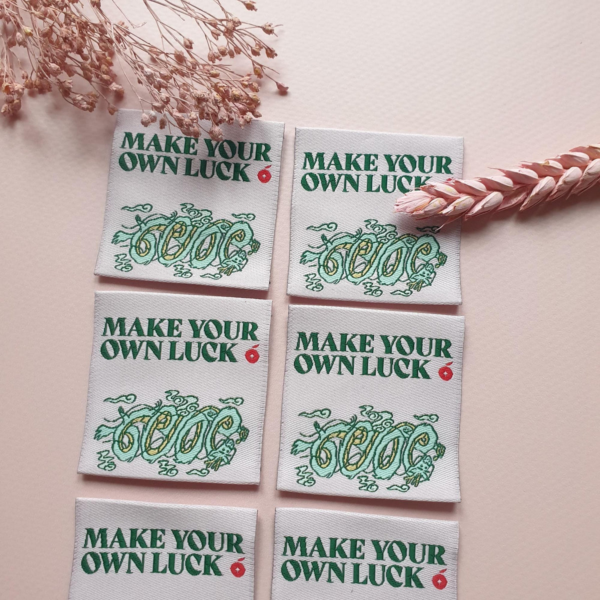 Embroidered Dragon Sewing Labels, Lucky Charm Garment Tags (Pack of 6)