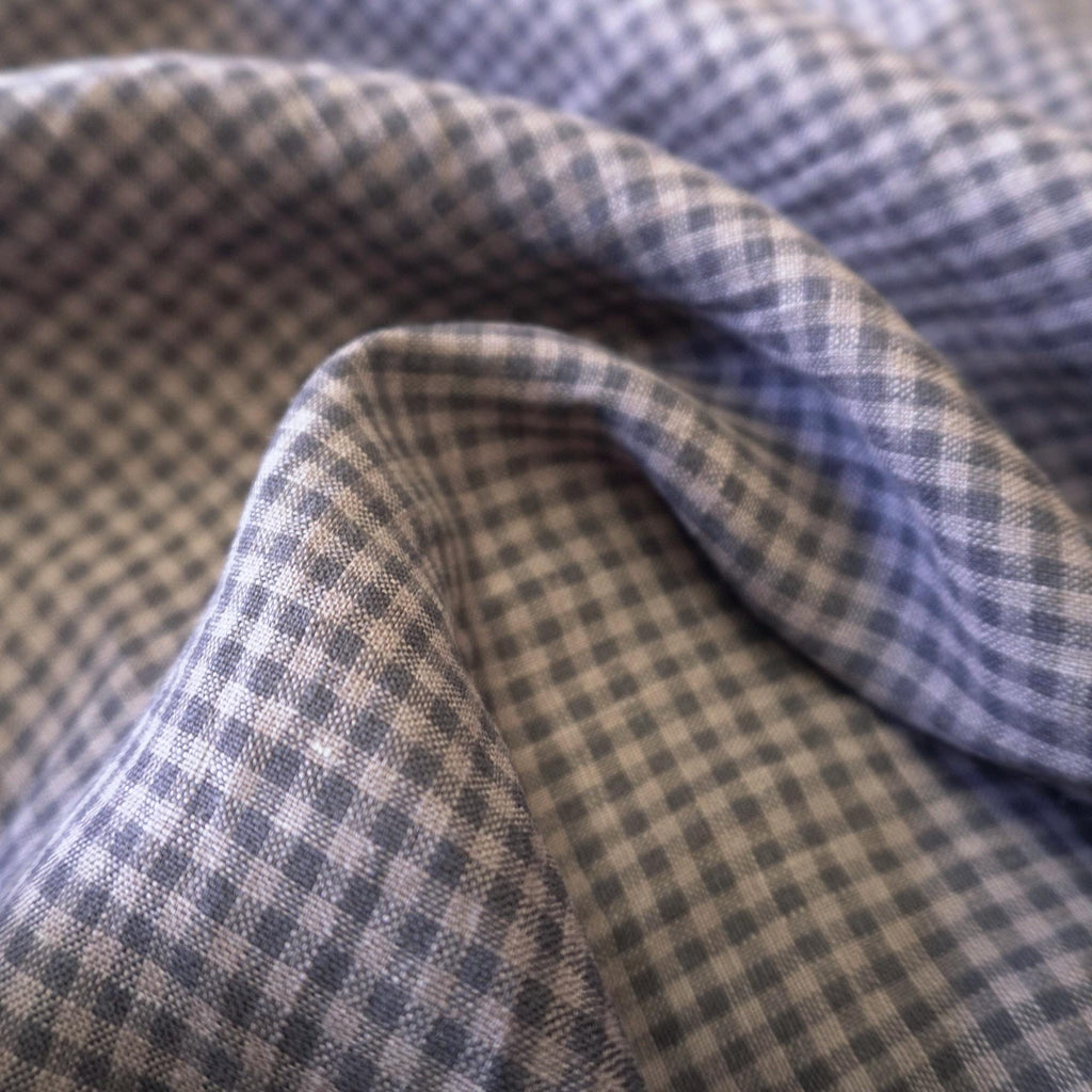 Washed Yarn dyed Linen gingham - Grey