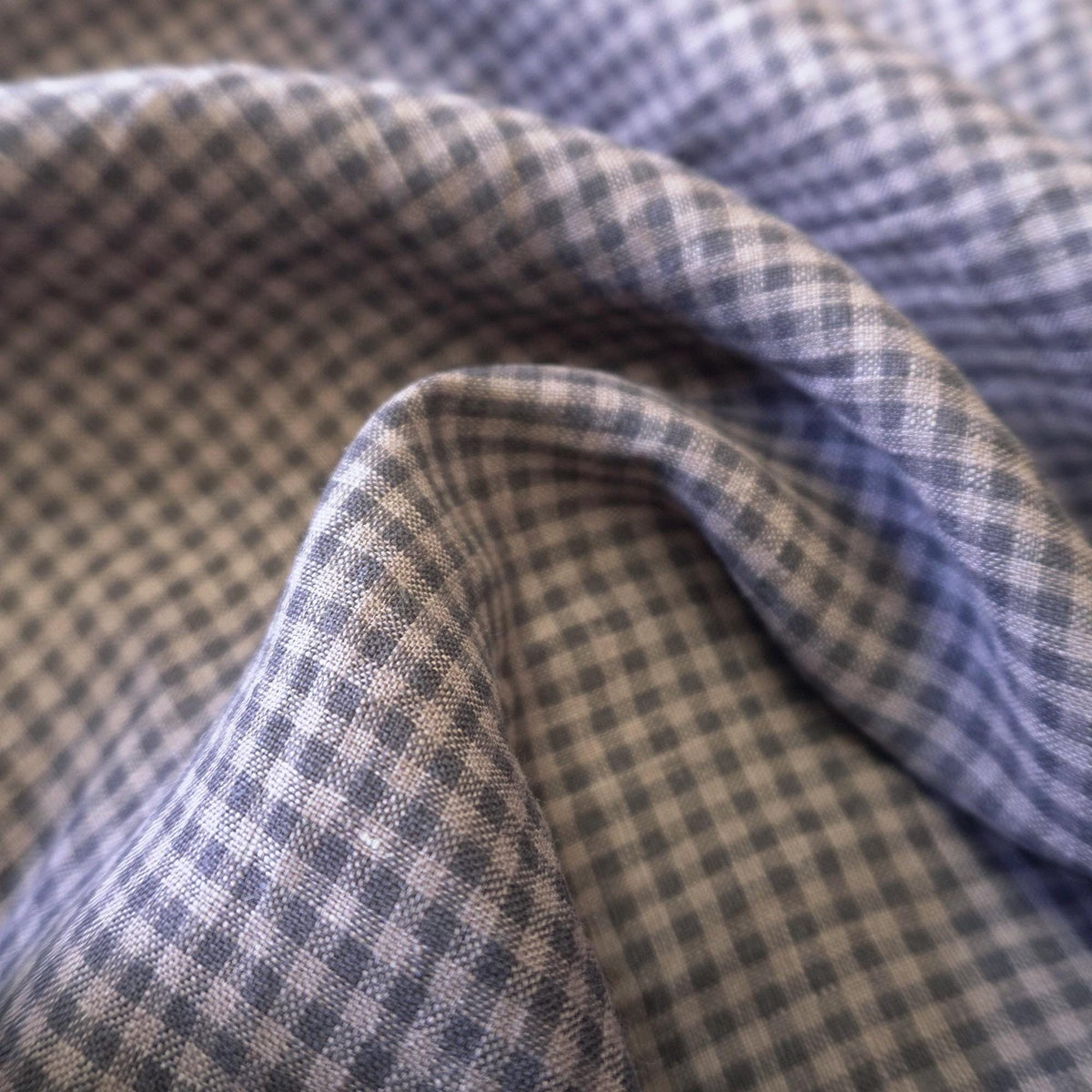 Washed Yarn dyed Linen gingham - Grey