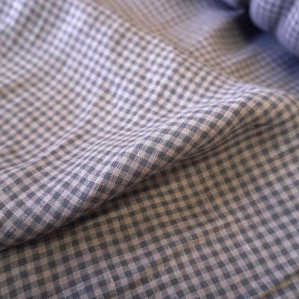 Washed Yarn dyed Linen gingham - Grey