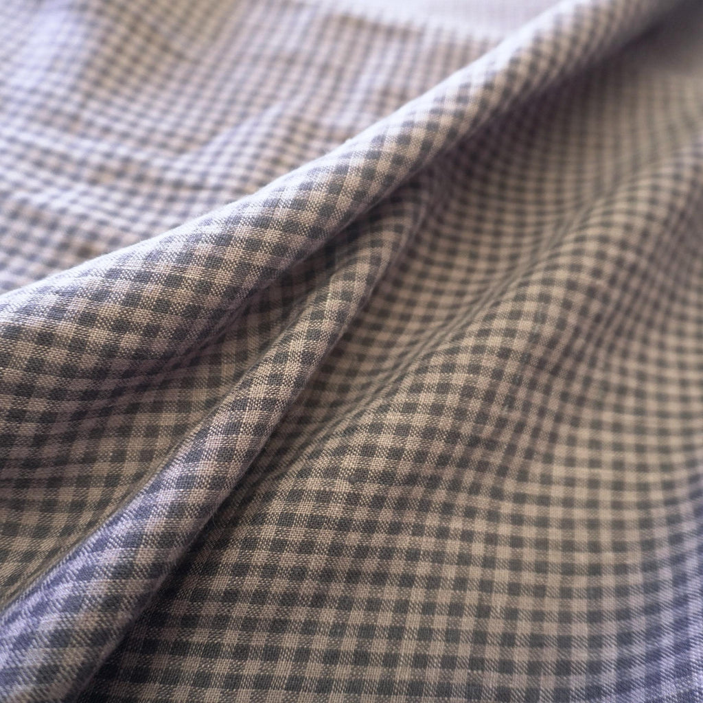Washed Yarn dyed Linen gingham - Grey