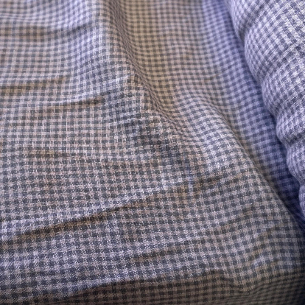 Washed Yarn dyed Linen gingham - Grey