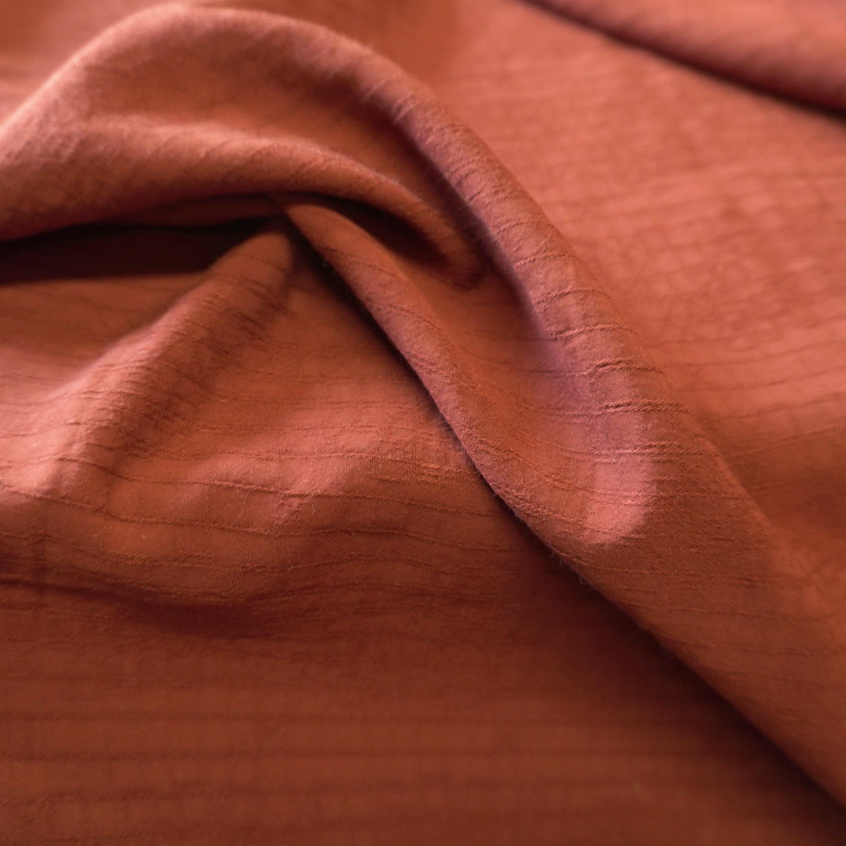 Jacquard Grid Linen - Burnt Umber Brown