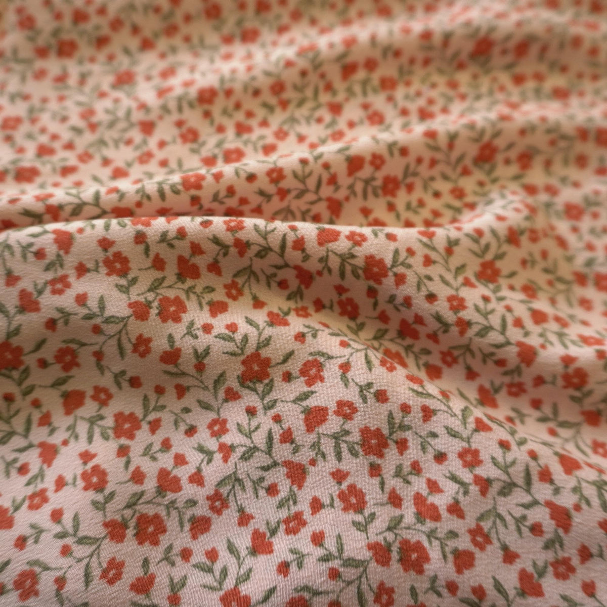 Blush Pink Ditsy Floral Lyocell Crepe Fabric
