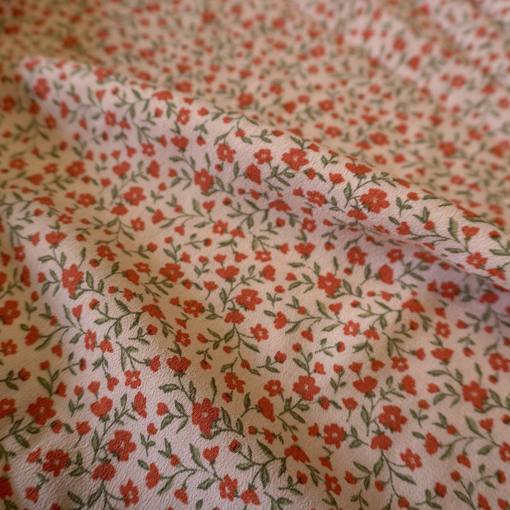 Blush Pink Ditsy Floral Lyocell Crepe Fabric