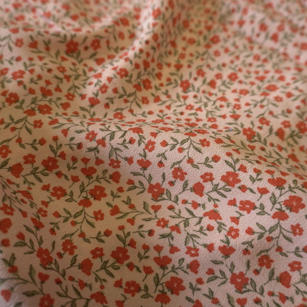 Blush Pink Ditsy Floral Lyocell Crepe Fabric
