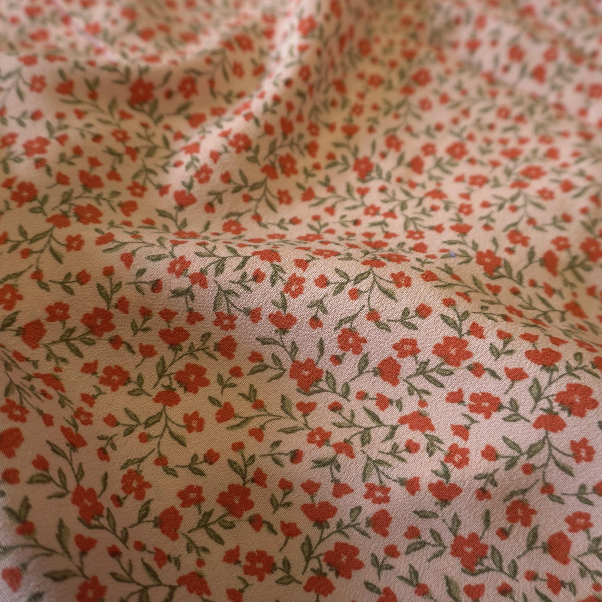 Blush Pink Ditsy Floral Lyocell Crepe Fabric